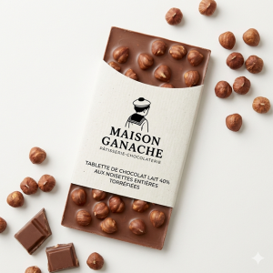 Tablette de chocolat 40 % lait avec noisettes torréfiées